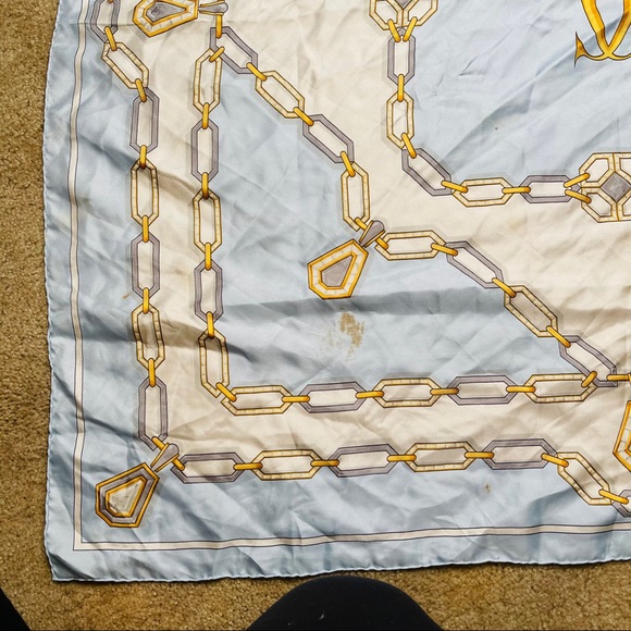 Cartier VTG Silk Chain Print Baby Blue Scarf - Picture 3 of 7